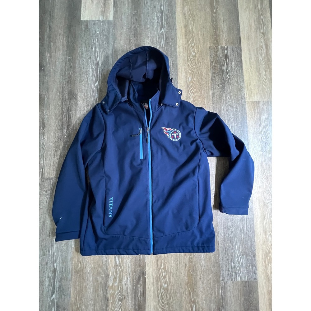 NFL Softshell Jacket Mens‎ XL Navy Blue Tennessee Titans Hooded Full Zip 2860